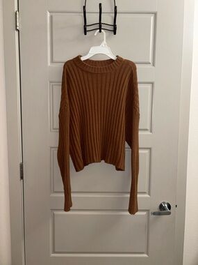 American Eagle Outfitters Ribbed Crewneck Sweater in Brown
